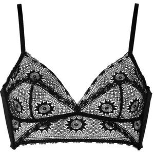 KIKI DE MONTPARNASSE Le Soleil crochet lace corselette bra black size Small